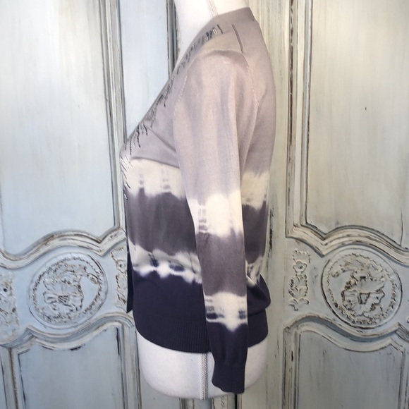 BCBGMAXAZRIA Silk and Cotton Blend Tie Dye Sequin and Beaded Sweater Size Small - Picture 8 of 12